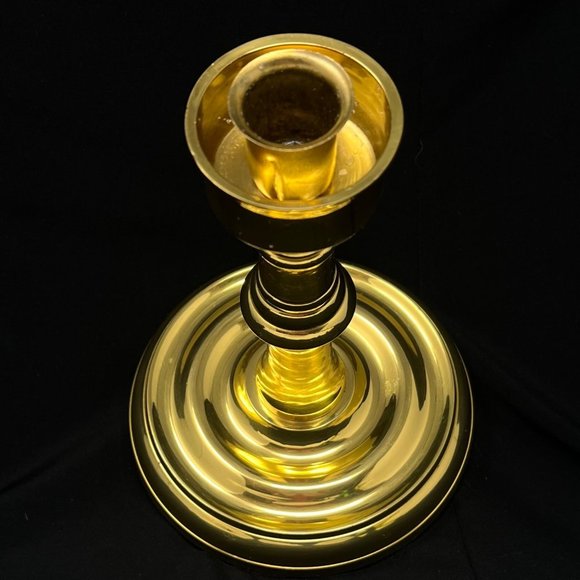 Candlestick / Candleholder Solid Brass 7.25 Tall 5.25” Diameter Base - Picture 4 of 8